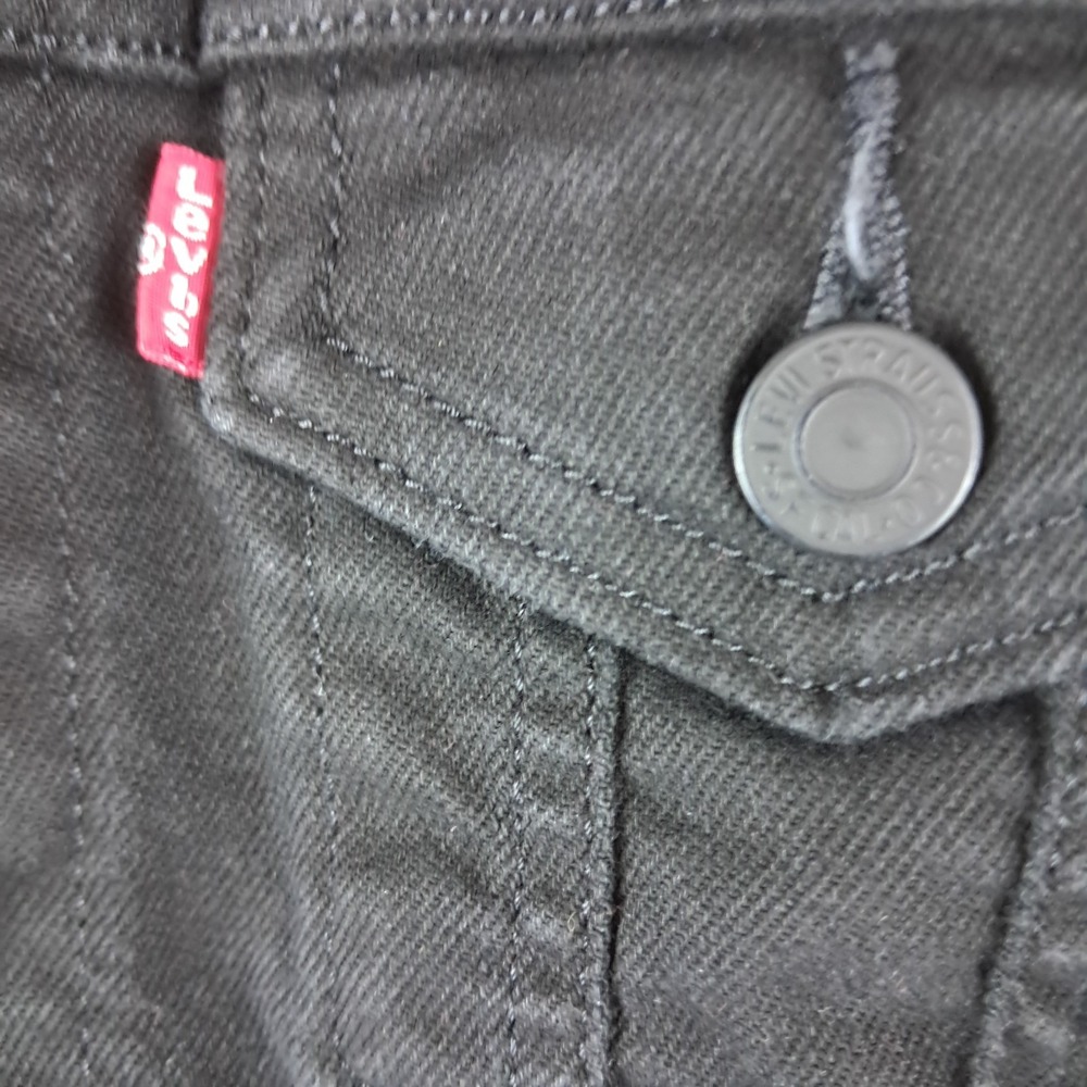 Levis Women Original Trucker Denim Jacket  Black Snap Button‎ Front Classic XS - Picture 9 of 14